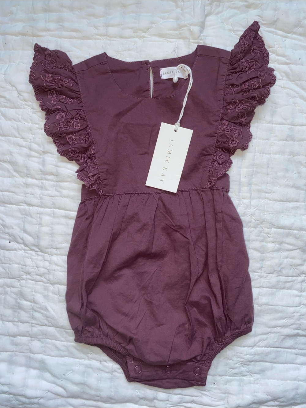 Jamie Kay Plum Lace Flutter Romper